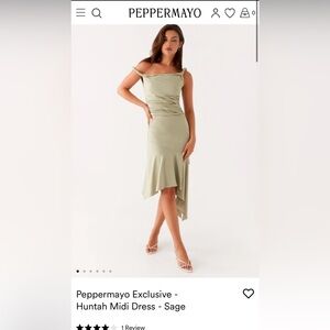 Peppermayo Green One Shoulder Sheath Dress Cocktail